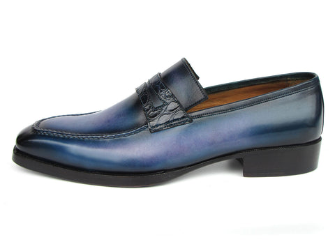 Paul Parkman Men's Blue Patina Handmade Loafers (ID#6944-BLU)