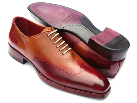 Paul Parkman Goodyear Welted Wingtip Oxfords Bordeaux & Camel (ID#081-RDT)