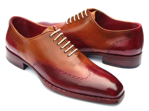 Paul Parkman Goodyear Welted Wingtip Oxfords Bordeaux & Camel (ID#081-RDT)