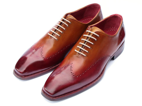 Paul Parkman Goodyear Welted Wingtip Oxfords Bordeaux & Camel (ID#081-RDT)