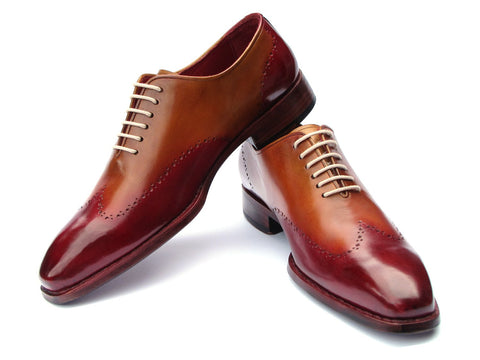 Paul Parkman Goodyear Welted Wingtip Oxfords Bordeaux & Camel (ID#081-RDT)