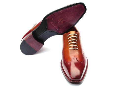 Paul Parkman Goodyear Welted Wingtip Oxfords Bordeaux & Camel (ID#081-RDT)