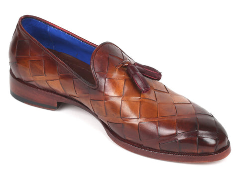 Paul Parkman Men's Big Braided Tassel Loafers Brown  (ID#6623-BRW)