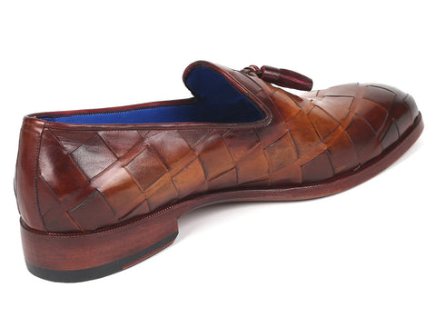 Paul Parkman Men's Big Braided Tassel Loafers Brown  (ID#6623-BRW)