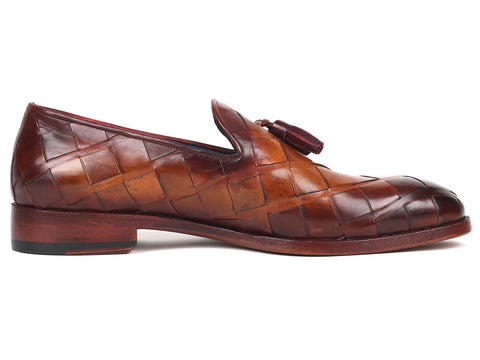 Paul Parkman Men's Big Braided Tassel Loafers Brown  (ID#6623-BRW)