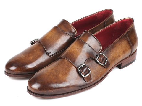 Paul Parkman Men's Double Monkstraps Olive (ID#HR67LV)