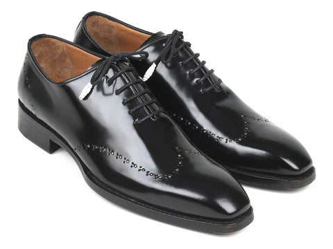 Paul Parkman Goodyear Welted Wingtip Oxfords Black Polished Leather (ID#181BLK55)