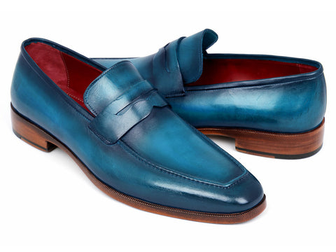 Paul Parkman Men's Penny Loafer Blue & Turquoise Calfskin (ID#10TQ84)