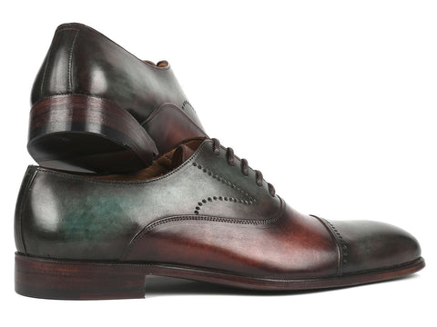 Paul Parkman Men's Cap Toe Oxfords Green & Brown (ID#314-GRNBRW)