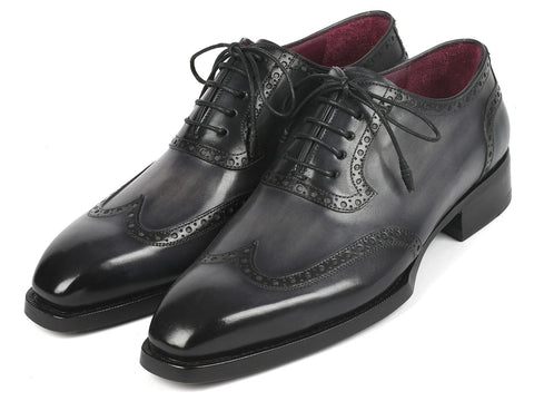 Paul Parkman Goodyear Welted Men's Wingtip Oxfords Black & Gray (ID#6819-GRY)