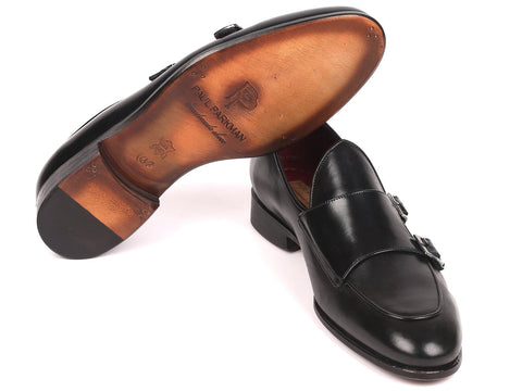 Paul Parkman Men's Black Double Monkstrap Shoes (ID#HT82BLK)