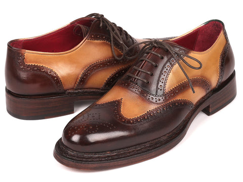 Paul Parkman Wingtip Oxfords Goodyear Welted Brown & Beige (ID#027-BJBRW)