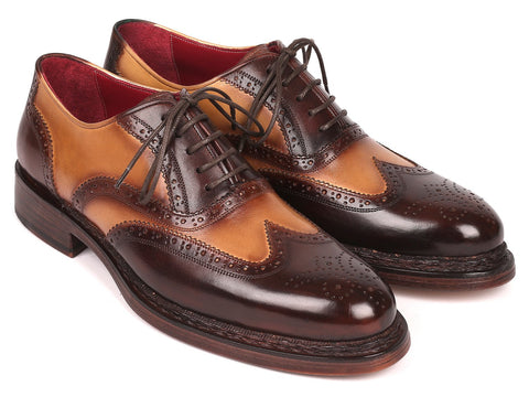 Paul Parkman Wingtip Oxfords Goodyear Welted Brown & Beige (ID#027-BJBRW)