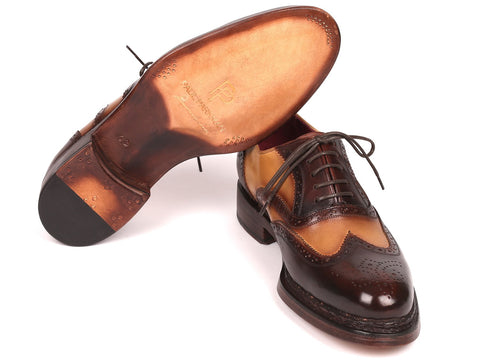 Paul Parkman Wingtip Oxfords Goodyear Welted Brown & Beige (ID#027-BJBRW)