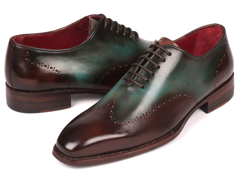 Paul Parkman Goodyear Welted Wingtip Oxfords Brown & Turquoise (ID#081-BTQ)