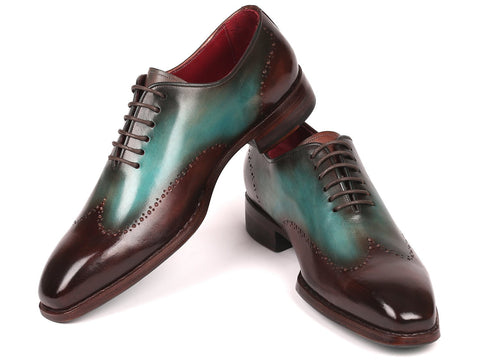 Paul Parkman Goodyear Welted Wingtip Oxfords Brown & Turquoise (ID#081-BTQ)