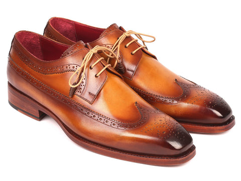 Paul Parkman Goodyear Welted Wingtip Derby Shoes Camel (ID#511C74)