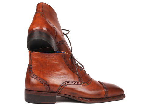 Paul Parkman Men's Antique Brown Cap Toe Ankle Boots (ID#646BRW15)