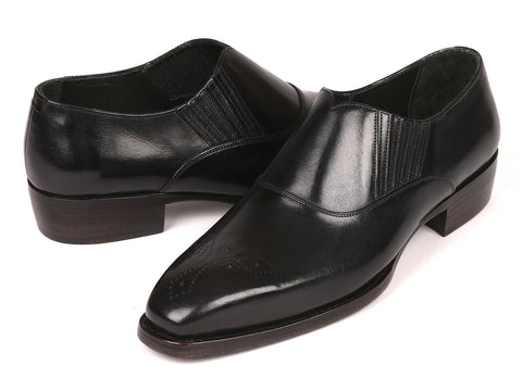 Paul Parkman Goodyear Welted Black Elasticated Loafers (ID#GH861TR)