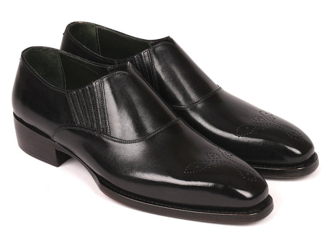 Paul Parkman Goodyear Welted Black Elasticated Loafers (ID#GH861TR)