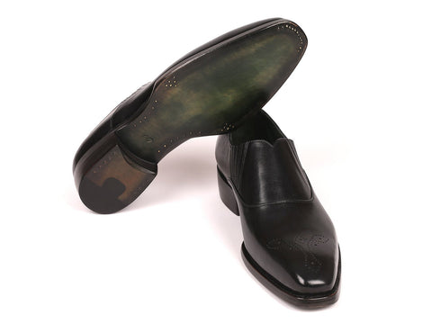 Paul Parkman Goodyear Welted Black Elasticated Loafers (ID#GH861TR)