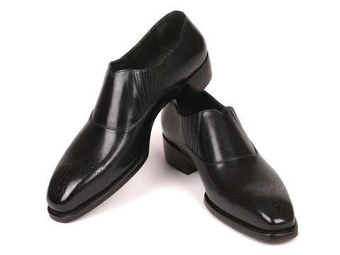 Paul Parkman Goodyear Welted Black Elasticated Loafers (ID#GH861TR)