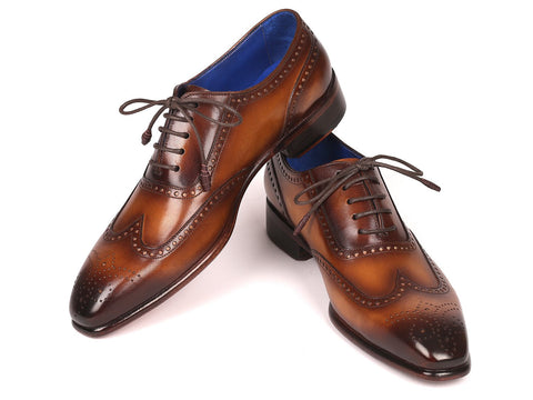 Paul Parkman Men's Handmade Wingtip Oxfords Brown (ID#711W03)