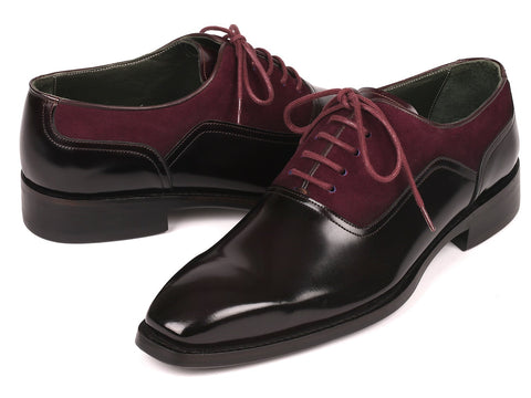 Paul Parkman Men's Burgundy Suede & Black Patent Oxfords (ID#17BUR85)