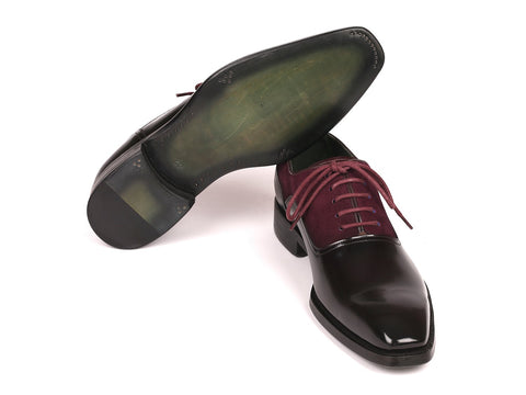 Paul Parkman Men's Burgundy Suede & Black Patent Oxfords (ID#17BUR85)