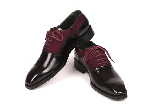 Paul Parkman Men's Burgundy Suede & Black Patent Oxfords (ID#17BUR85)