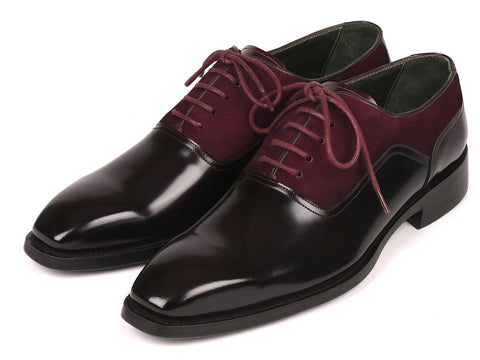 Paul Parkman Men's Burgundy Suede & Black Patent Oxfords (ID#17BUR85)