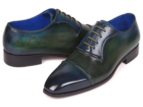 Paul Parkman Men's Cap-Toe Oxfords Blue & Green (ID#078-BLU-GRN)