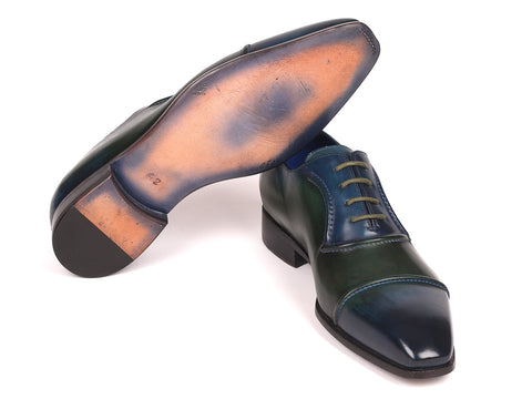 Paul Parkman Men's Cap-Toe Oxfords Blue & Green (ID#078-BLU-GRN)