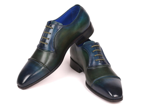 Paul Parkman Men's Cap-Toe Oxfords Blue & Green (ID#078-BLU-GRN)