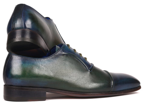 Paul Parkman Men's Cap-Toe Oxfords Blue & Green (ID#078-BLU-GRN)