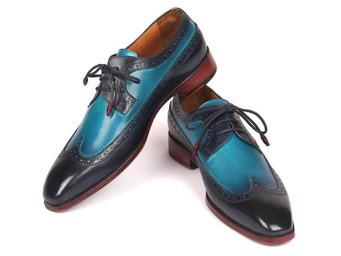 Paul Parkman Men's Blue Dual Tone Wingtip Derby Shoes (ID#6931BLU)