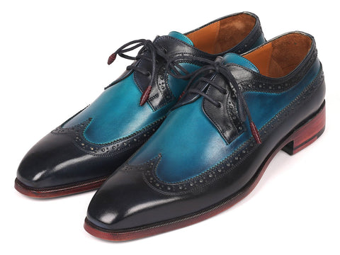 Paul Parkman Men's Blue Dual Tone Wingtip Derby Shoes (ID#6931BLU)