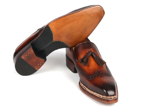 Paul Parkman Norwegian Welted Tassel Loafers Brown Burnished (ID#8507-BRW)