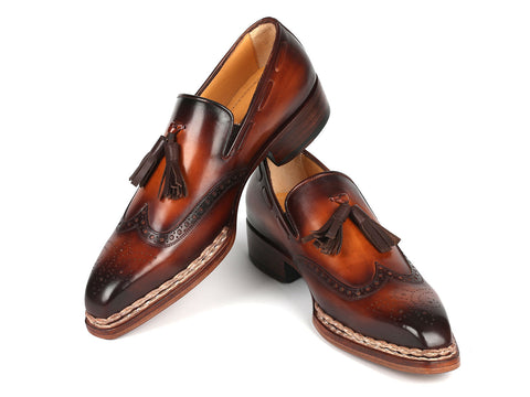 Paul Parkman Norwegian Welted Tassel Loafers Brown Burnished (ID#8507-BRW)