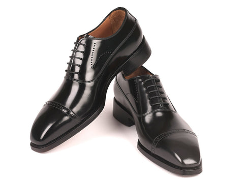 Paul Parkman Goodyear Welted Cap Toe Oxfords Black Polished Leather (ID#056BLK84)