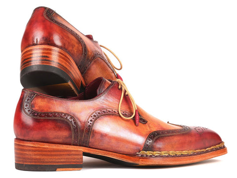 Paul Parkman Norwegian Welted Wingtip Derby Shoes Red & Camel (ID#8506-CML)