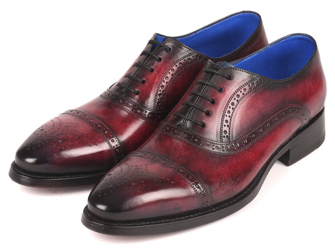 Paul Parkman Bordeaux Burnished Goodyear Welted Cap Toe Oxford Shoes (ID#79BRD68)