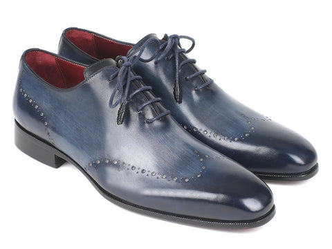 Paul Parkman Men's Navy Burnished Wingtip Oxfords (ID#84NT56)