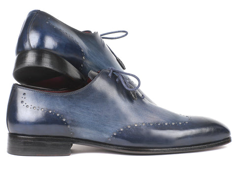 Paul Parkman Men's Navy Burnished Wingtip Oxfords (ID#84NT56)