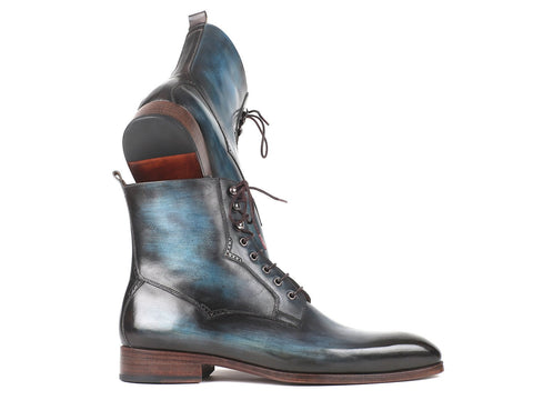 Paul Parkman Men's Blue & Brown Leather Boots (ID#BT548AW)