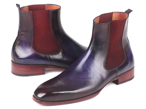 Paul Parkman Navy & Purple Chelsea Boots (ID#BT552PUR)