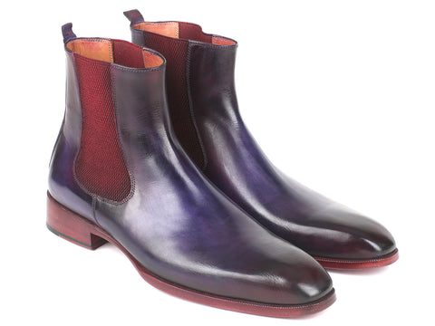 Paul Parkman Navy & Purple Chelsea Boots (ID#BT552PUR)