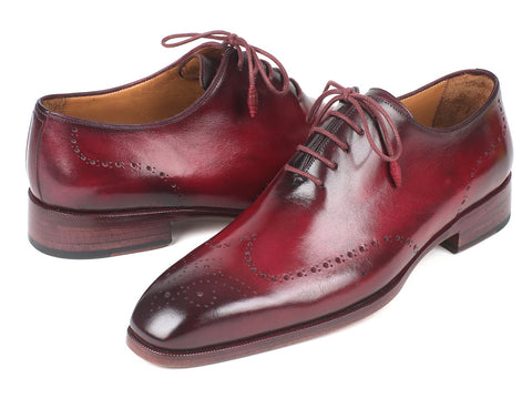 Paul Parkman Men's Bordeaux Burnished Wingtip Oxfords (ID#84RT83)