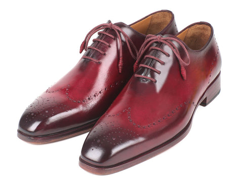 Paul Parkman Men's Bordeaux Burnished Wingtip Oxfords (ID#84RT83)