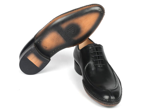 Paul Parkman Opanka Stitched Men's Split-Toe Black Leather Oxford Shoes (ID#054-BLK)